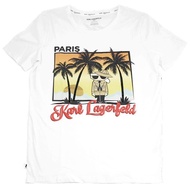 KARL LAGERFELD 卡爾 黑鑽海灘卡爾公仔棉質短T恤.白