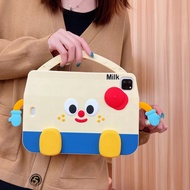 3D Rotating Hand-Held Milk Carton Silicone With Lanyard Strap Bracket Kids Cover For iPad 2024 2025 