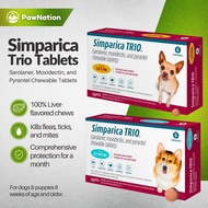 Simparica TRIO Chewable Tablet Heartworm and Dewormer for Dogs Anti Ticks and Fleas Treatment