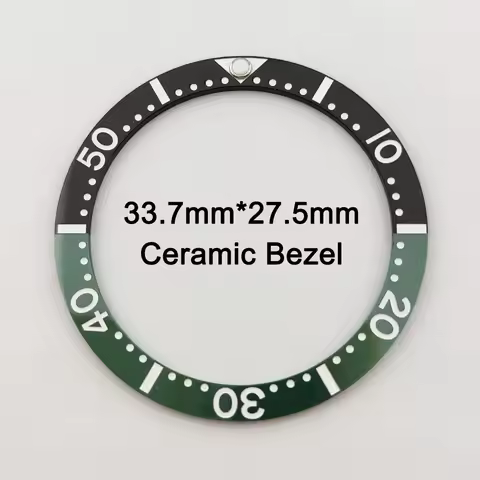 33.7mm watch bezel Green luminous ceramic bezel Watch accessories replacement parts inserts fits SKX