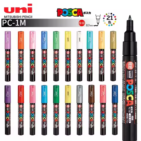 Japan UNI Posca Marker Pen,Acrylic Paint Pen Marcadores PC-1M Full Color Art Supplies Stationery Pai