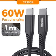 TESSAN 60W Fast Charge USB C to USB C Type C Fast Charging Cable for Phones, Laptops, 1 meter