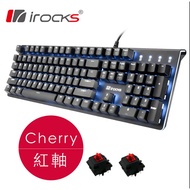irocks K75M 黑色上蓋單色背光機械式鍵盤(黑色/有線/CHERRY紅軸/懸浮式/白光/中文/1年保固)