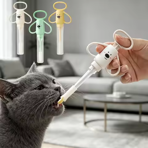 Cartoon Pet Pill Dispenser Cat Dog Soft Silicone Anti Choke Feeder Medicine Water Syringe Veterinary