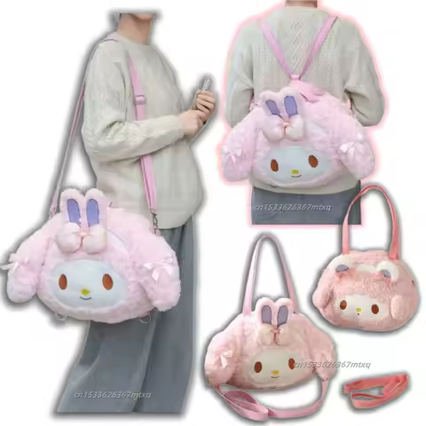 Sanrio Cinnamoroll Shoulder Bag Multipurpose Handbag Kawaii Backpack Messenger Bag Plush Bag My Melo