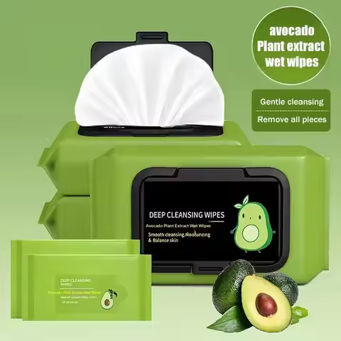 Avocado Scented Makeup Remover Wipes Deep Cleansing Facial Skin Gently Remove Makeup Hypoallergenic 