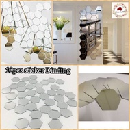 10pcs  sticker cermin dinding hexagon decorations
