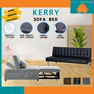 Sofa Master -  Kerry 1-Seater/3-Seater Fabric and Faux Leather Sofa Bed In Dark Grey, Brown, And Black