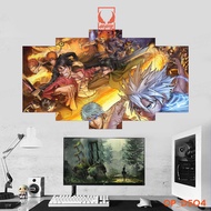 Tranh decal Luffy dán tường siêu ngầu tranh anime ghép 5 tấm. Poster trang trí phòng ngủ bàn học.