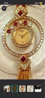 Chopard 18k yellow gold Ruby happy diamond/ruby watch 蕭邦快樂紅寶鑽石手錶