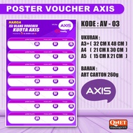 POSTER KONTER DAFTAR HARGA VOUCHER KUOTA AXIS (CUSTOM)