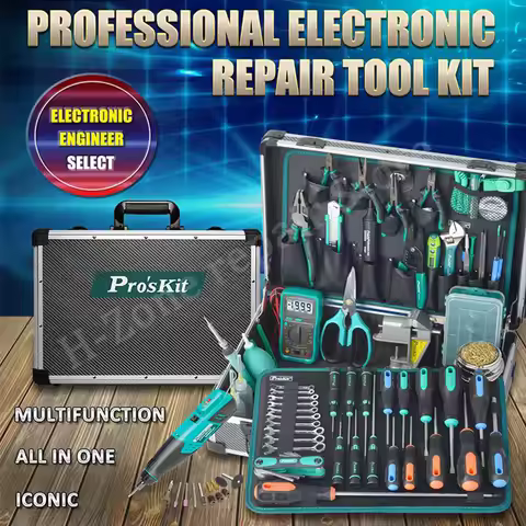 63Pcs Proskit PK-1900NH brand new electronic electrician welding soldering iron screwdriver scissors