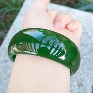 Hetian Jasper Bracelet Jade Bangle for Women, Spinach Green Jade, Gift for Mom, Outer Mongolia Mater