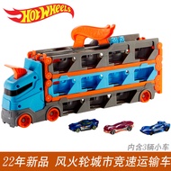 Hot Wheels Big Truck Mobile Heavy Transport Container Truck Hot Little Sports Car Ejection GVG37 Sli