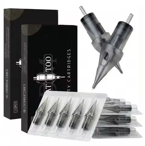 DM 10PCS Cartridge Tattoo Needle 0.30MM/0.35MM RL RS M1 RM Disposable Sterilized Membrane Safety Tat