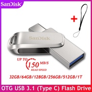 Sandisk USB 3.1 Flash Drive Type-C 32GB 64GB 128G Foldable OTG  Memory Stick 256GB 512GB SDDDC4 Reading Speed