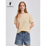 POLOWALK Women’s 2025 Summer V-Neck Short Sleeve T-Shirt - Simple & Casual AH2W52E20271