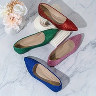 Women's Glitter Design Flat Shoes, Elegant Point Toe Slip On Shoes, Lightweight & Comfortable Shoes