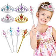 2pcs/set Princess Dress Up Accessories Princess Wands and Crowns for Little Girls Tiara Wand Set Par