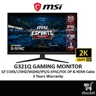 MSI OPTIX G321Q 32" 2K GAMING MONITOR ( 31.5" WQHD / 170Hz / IPS / 1MS / G-SYNC / FOC DP & HDMI CABL