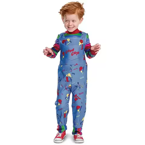 2026 Halloween Costumes Kids Cosplay Backpacks Toddler Chucky Costume Send Scar Tattoo Stickers 096V