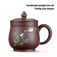 Yixing Purple Clay Cup Magnolia Pure Hand-Painted Purple Clay Tea Cup Office Tea Cup Purple Clay Gif