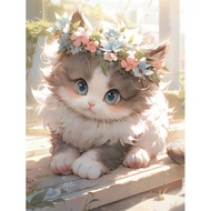 Photocustom 40x50cm sơn theo số cho thủ công Tranh vải bố Hoa Mèo Tranh bộ đồ thủ công cho người lớn