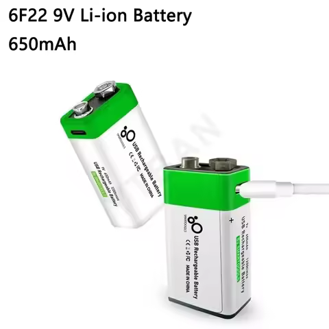 6F22 9V Li-ion Battery Rechargeable Battery 650mAh for RC Helicopeter Model Multimeter Microphone +U