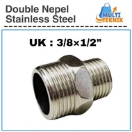 Double Nipple Stainless Steel 3/8 u1/2 Inch Stainless Steel SUS 304 3/8 u1/2"