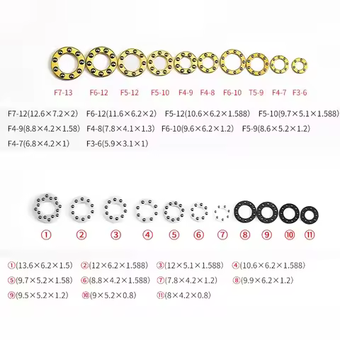 100PCS F4-7 F5-12 Mini Plane Axial Ceramic Steel Ball Thrust Bearing Copper Protection Folding Knife