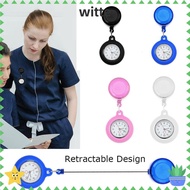 WITTEE Retractable Nurse Watch Gift Quartz Clock Clip-on Fob Watch