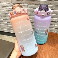 REDDIARY 2000ml 2L Big Size Water Bottle Straw Reminder Plastic Portable Outdoor Travel Kettle Drink