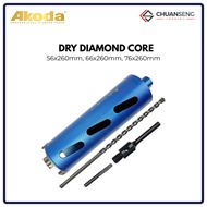 AKODA Dry Diamond Core Bit 56mm 66mm 76mm x 260mm Concrete Hole Saw Drill Bit Wall Cutter
