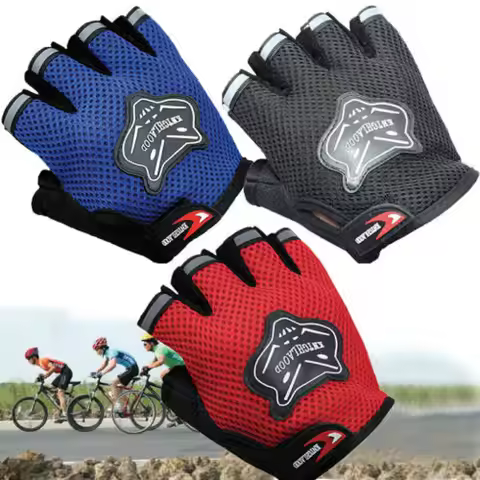 Pudcoco Hot 7-16Y Kids Adults Bike Half Finger Gloves Cycling Mesh Gloves Bicycle Sport Short Gloves