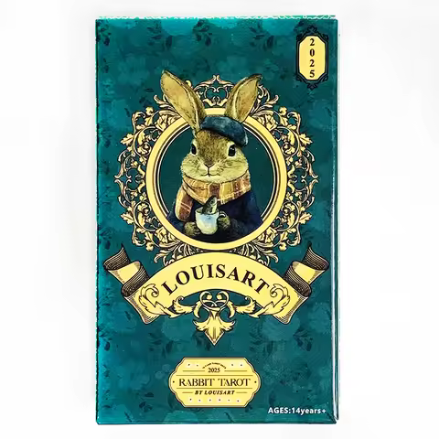 Louisart Rabbit Tarot Cards 78 Cards Vintage Green Luxury Tarot Deck Cute Anthropomorphic Rabbit Art