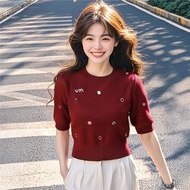 LIANGYILAILIN | Elaborate Rhinestoned Pullover Sweater