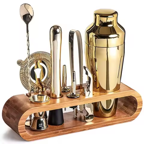 Cocktail Bar set Mixology Bartender Kit: 10-Piece Bar Tool Set with Stylish Bamboo Stand Bar Tool