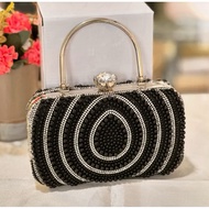 HEIDI Embellished Crystal & Pearl Box Clutch Party Bag