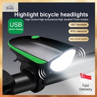 🇸🇬Ready Stock🇸🇬 Front Light Bicycle USB Rechargeable 2 In 1 Electric Horn Bell Bicycle Light 5 Voice