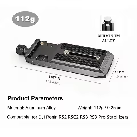 for DJI RS3 Quick Release Plate, Aluminum Arca-Type Clamp Mount Base Compatible with DJI Ronin RS2 R