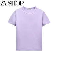 Spain style ZARAˉ 24 Summer New Womens Simple Joker Round Neck Short Sleeve Slim Straight Jacket Str
