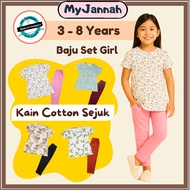 (3-9Y) Set Baju Budak Perempuan T-Shirt Seluar Panjang SDM Baby Kids Girl Children Clothing Clothes