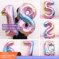 Jumbo Rainbow Number Balloon 80 Cm / Large Number Foil Balloon / Rainbow Color Number Balloon / Numb