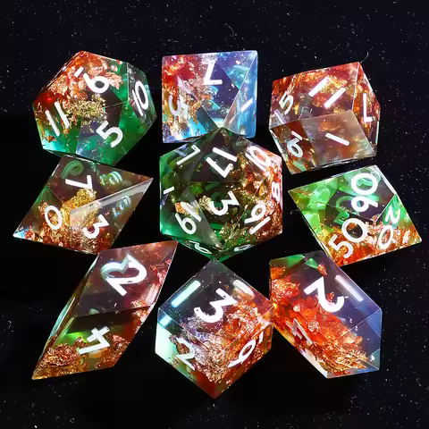 9 Polyhedral Dice Sets D&D Emerald Dragon Contract