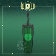 Starbucks x Wicked Elphaba Terrop Defying Gravity Cold Cup with Broom Straw Glow in the Dark Green T