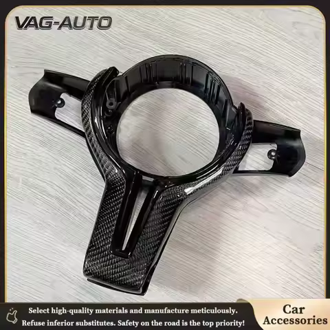 Interior Upgrade Black Carbon Fiber M Sport Steering Wheel Trim Decoration for BMW F80 F82 F10 F06 F