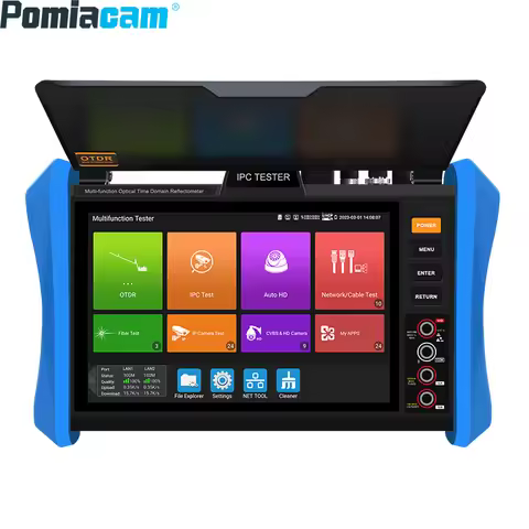 Pomiacam 8-Inch OTDR with Camera, 8K CCTV Tester, Fiber Cable Tester, VFL, OPM, SFP Character count: