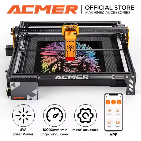 ACMER P1 S PRO 6/10/20/36/48W Laser Engraver Machine With APP WIFI Offline Control Blue Diode CNC Wo
