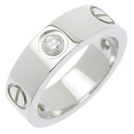 Pre-owned Cartier Love Ring, size 9, half diamond, 18K white gold with diamonds, approximately 8.1g,