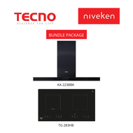 (HOOD + HOB) Tecno KA 2238BK / KA2238BK Matte Black Chimney Cooker Hood  + Tecno TG 283HB / TG283HB Induction-Ceramic Hybrid Hob